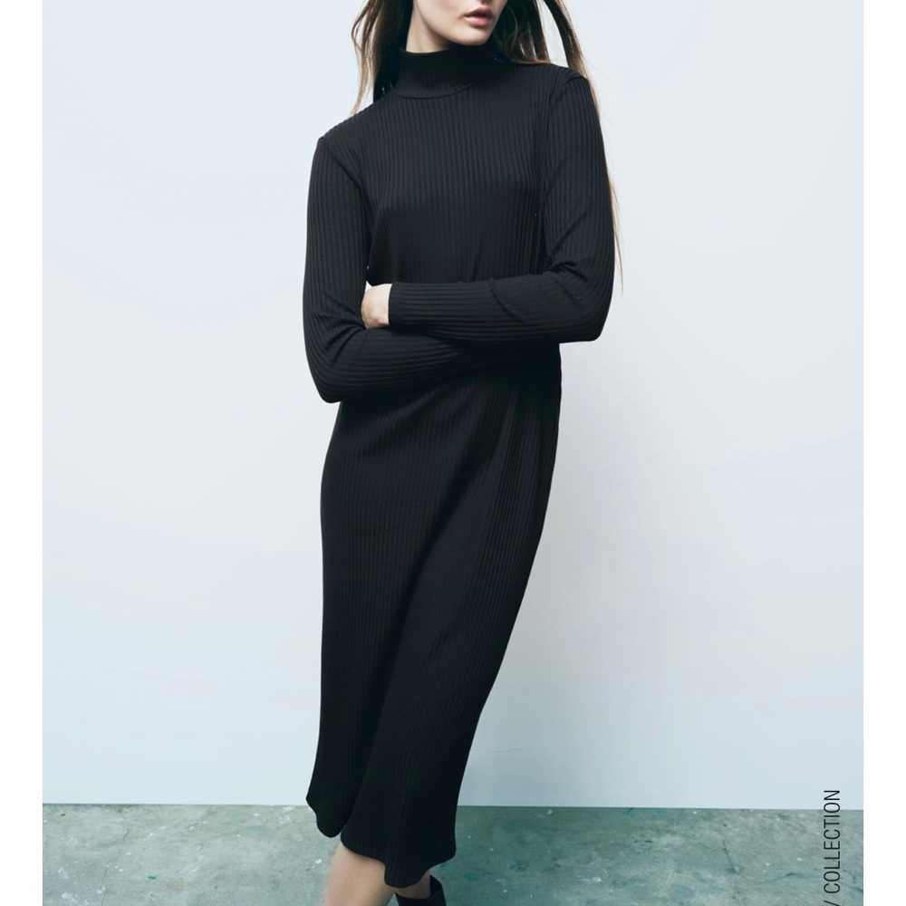 NWT ZARA LONG RIBBED DRESS SIZE M